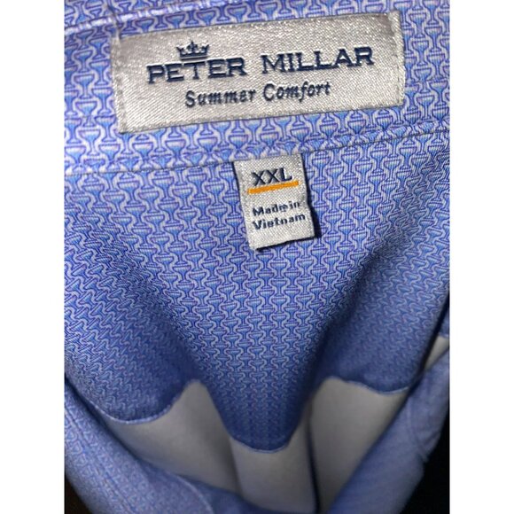 Peter Millar Summer Comfort Blue Pattern Polo Shirt XXL - Picture 5 of 5